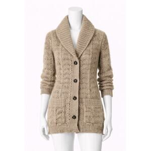 vintage Made in Italy Mohair Wool Blend Shawl Collar Cardigan Chunky Knit